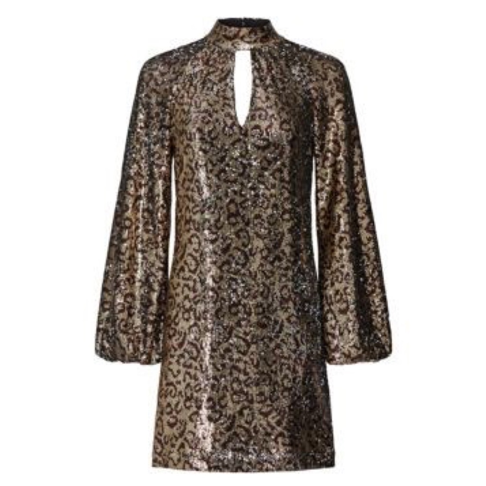 Milly Emily Leopard Print Sequin Shift Dress || S… - image 2